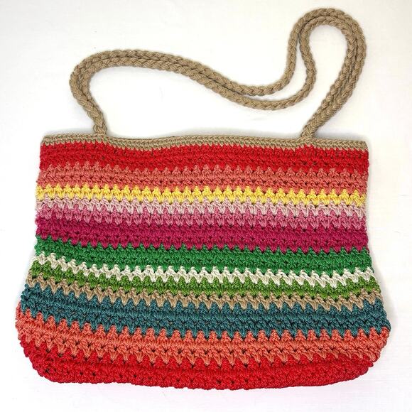 The Sak Crochet Shoulder Bag Handbag Purse | Multi Color Rainbow | EUC - Picture 1 of 11